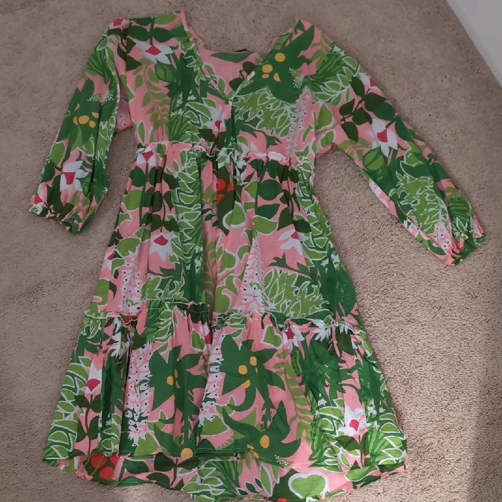 Trina Turk Dress in Green and Pink Floral
